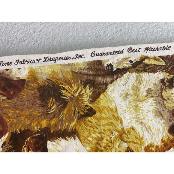 Dogs Home Decor Fabric 36"x 45" Craft Drapery Screen Print Brown Gold Novelty - Picture 4 of 14